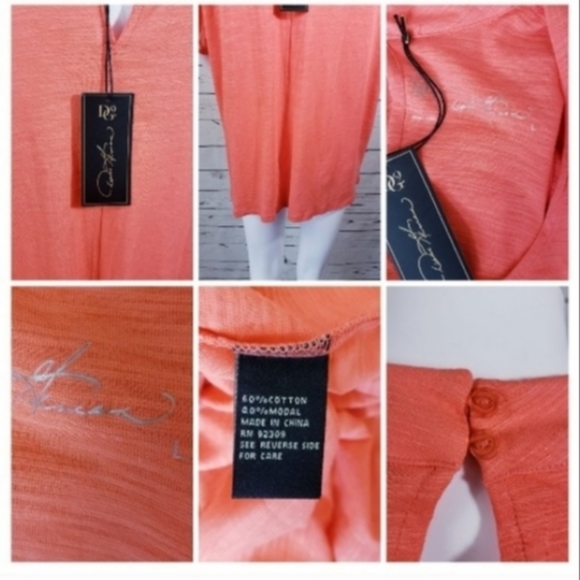 NWT Diane gilman L coral cutout Tunic Tee - Picture 4 of 5
